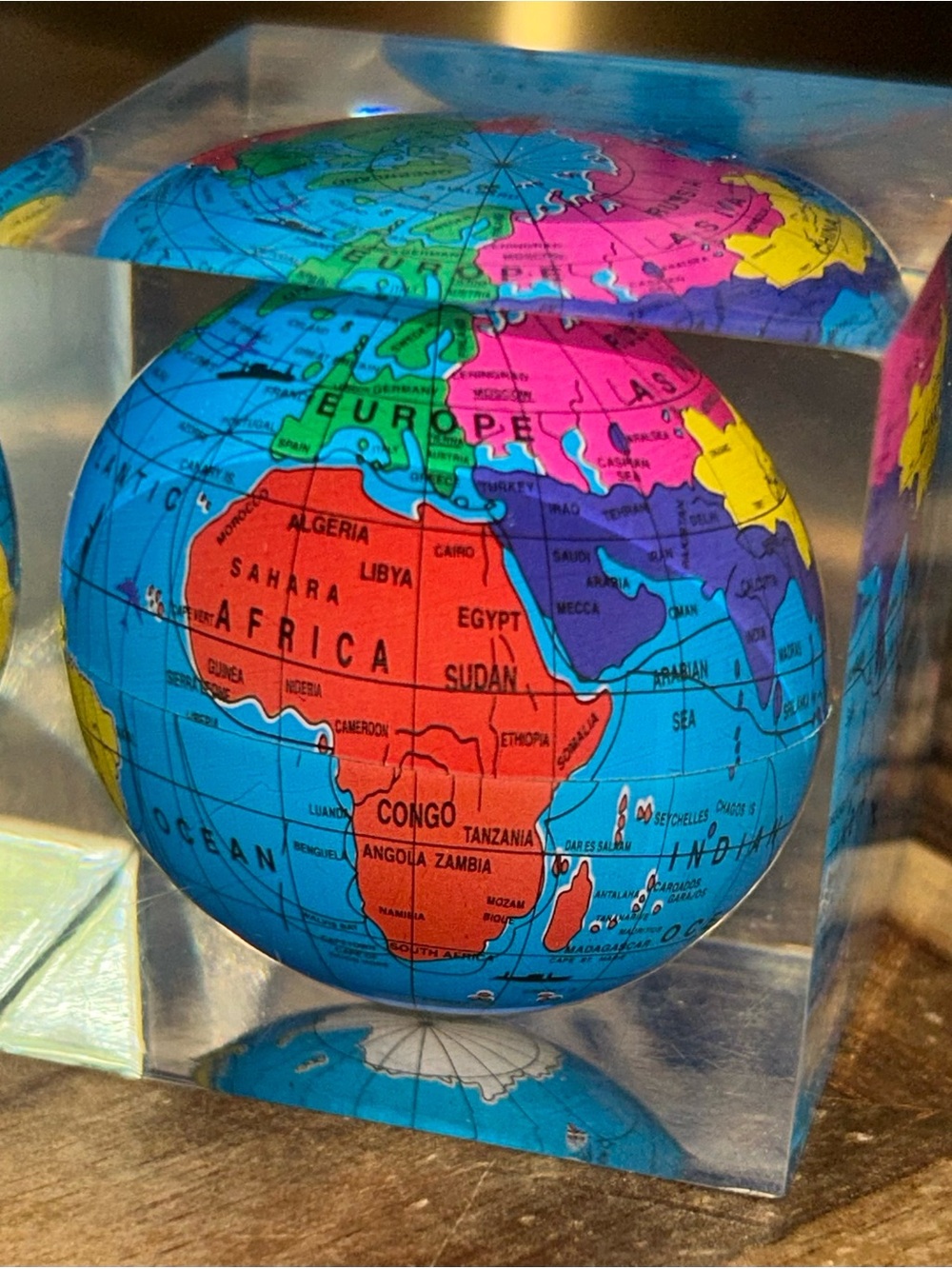 Paper weight Globe Earth Map Vibrant Colors 3D Home Office Desk Decor